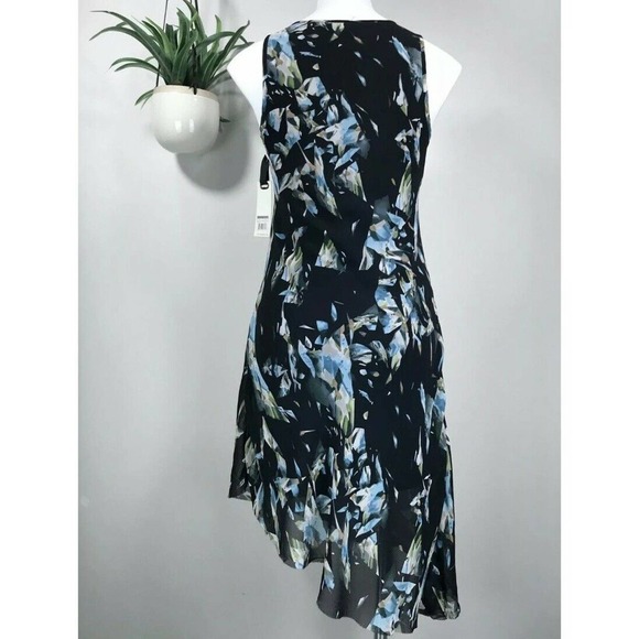 New BB Dakota Dress Geometric Sleeveless Asymmetrical Raw Hem Lined Size S - Picture 6 of 12